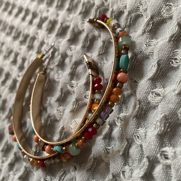 Boho Beaded Hoop Earrings - Picture 3 of 5